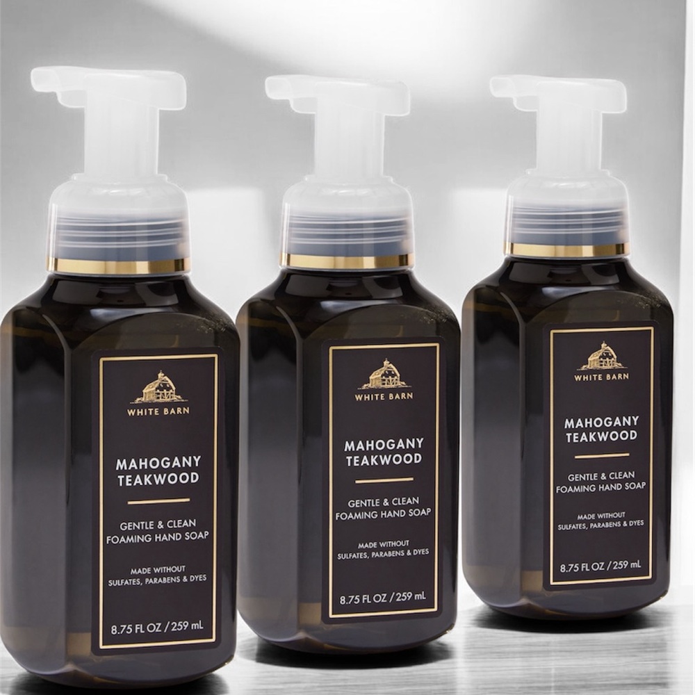 BBW Mahogany Teakwood Foaming Hand Soap - New 3pc Set - Picture 7 of 7